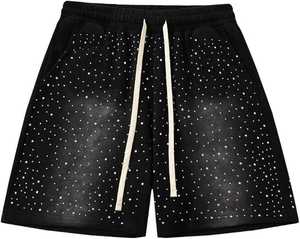 Men's <b>Black</b> Dot Print Drawstring Shorts Mid Waist Casual Breathable Polyester Shorts - Product Image 5