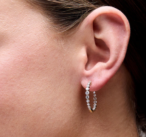 <b>Hoops</b> earrings Diamond Earrings Gold And <b>Silver</b> Earrings Natural and Lab Grown Diamond Earrings Fine Jewelry for Women - Product Image 3