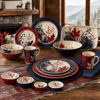 Collection de vaisselle décorative en mélamine bleue et blanche imprimée pour restaurant, hôtel, banquet, buffet, maison
