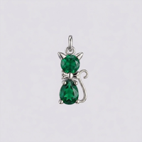 Pendentif Chat Saphir Plaqué Or Rose, Charme Chat Mignon avec Pierre Saphir Facettée, Bijou Animal, Collier Charme, Cadeau pour Elle