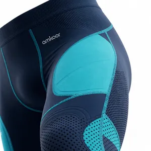 Amkoor Leggings de compression pour hommes, longueur intégrale, bleu foncé, vert sarcelle, en Spandex/Nylon, séchage rapide, taille élastique, collants de sport - Product Image 6