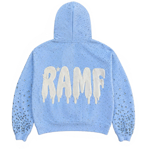 Sweat à capuche pour homme personnalisé, imprimé DTG, surdimensionné, imperméable, avec impression Puf, bords bruts déchirés, en molleton bouclette, motif graphique Y2K - Product Image 2