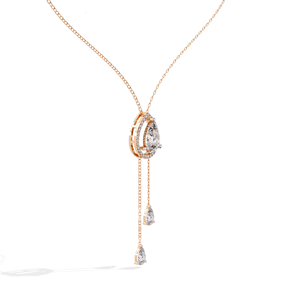 Collier élégant en or pur 14 carats avec diamant de laboratoire 1,45 carat en forme de poire, halo et chaîne pendante – Cadeau de mariage raffiné - Product Image 2