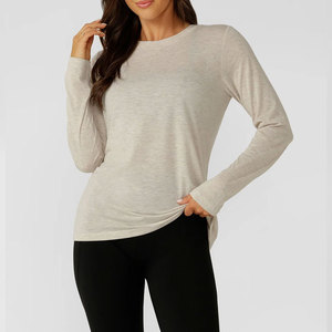 High Elastic Tight Yoga Clothes Women Quick Dry Breathable Loose Fit Lightweight 210 Gsm Knitted <b>Long</b> <b>Sleeve</b> Activewear Shirt - Product Image 1