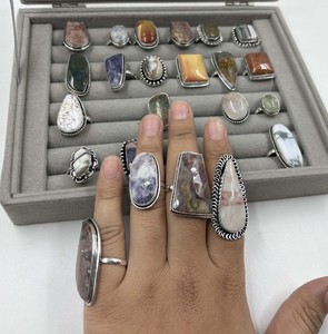 Wholesale Brass <b>Ring</b> Natural Gemstone Assorted <b>Ring</b> Handmade Bulk Lot <b>Rings</b> For Women - Product Image 6