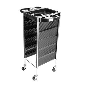 Chariot de rangement métallique moderne à 5 niveaux YC Q7 noir pour salon de coiffure, salon de beauté, barbier et salle de bain - Product Image 4
