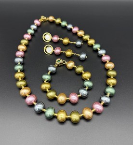 Collar, Pulsera y Pendientes Victorianos de Plata de Ley con Perlas de Concha Multicolor, Joyería Hecha a Mano, Regalo Elegante y a la Moda - Product Image 6