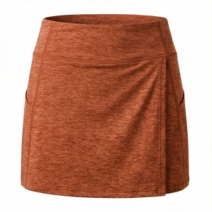 Women High Waist Mini Skirt Solid Color <b>Asymmetrical</b> Design With Pockets Breathable Sporty Style All Seasons Wear - Product Image 1