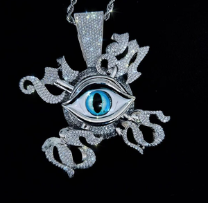 Collier pendentif œil en argent avec breloque en cristal bleu, bijou fantaisie pour hommes et femmes - Product Image 3