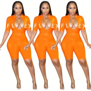 Mono ajustado de manga corta naranja para mujer, cuello polo, con aberturas, de elastano y poliéster, para discoteca, primavera-verano - Product Image 1