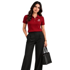 Pantalones Anchos Negros para Mujer, Transpirables, 100% Poliéster, con Logotipo Bordado, Estilo Casual Elegante y Profesional - Product Image 4
