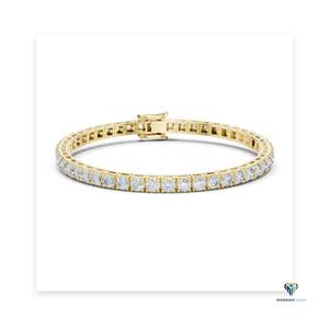 5.17 CT Yellow <b>Gold</b> Round Lab Grown Diamond Tennis Bracelet in 14K <b>Solid</b> <b>Gold</b>, 6.4 Inch Collet Set Classic Bracelet - Product Image 6