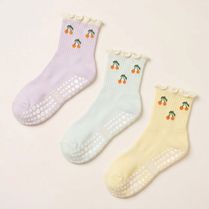 Custom Logo Free Design Anti-Slip Pilates <b>Grips</b> Women's Yoga Crew <b>Socks</b> Knitted 100% Cotton - Product Image 2