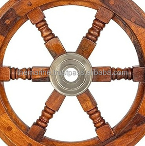 Rueda de barco marrón de madera hecha a mano decorativa antigua de 36 pulgadas para decoración de pared y regalo de decoración de oficina en casa - Product Image 5