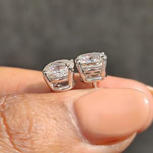 Boucles d'oreilles minimalistes plaquées or pour femmes, diamants de laboratoire de forme portugaise certifiés IGI, 1,00-3,00 carats, or 10K/14K/18K - Product Image 6