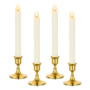Portavelas de aluminio dorado hecho a mano, personalizable para decoración del hogar y bodas, ecológico y duradero. - Product Image 1
