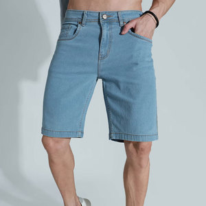 GOLETIC ENTERPRISES Pantalones Cortos de Mezclilla Azul Claro para Hombre, Cintura Alta, Pierna Recta, Estilo Urbano, para Verano, con Bolsillos, Transpirables, de Algodón - Product Image 6