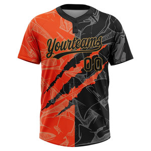 Camiseta de Béisbol Personalizada para Hombre, Naranja y Negra, Sublimada, 100% Poliéster, Manga Corta, Cierre de Botones, Nombre del Equipo, Número, Camiseta de Softbol - Product Image 2