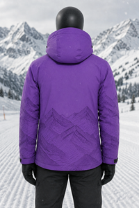 Veste de ski pour homme de couleur violette, imperméable, à capuche, avec fermeture éclair, logo personnalisé sur le devant, veste de ski synthétique pour homme en vente, design unique - Product Image 5
