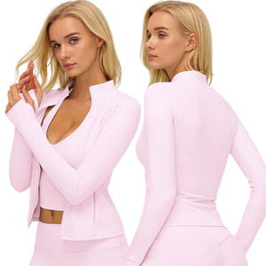 ชุดออกกำลังกายผู้หญิง เสื้อโยคะสีพื้นไร้ตะเข็บ แขนยาว เสื้อครอปออกกำลังกาย แห้งเร็ว ระบายอากาศ ชุดโยคะ - Product Image 3