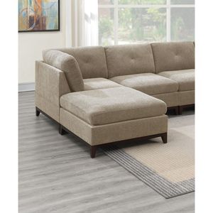 Ciniglia cammello tessuto 6pc Set di mobili soggiorno U-seczionale divano 2 cunei angolari 2 poltrone senza braccia 2 chiuffati ottomani esposti - Product Image 4