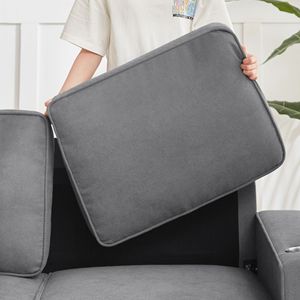 Divano a 3 Posti in Tessuto Snowfleece da 213 cm, Moderno e Comprimibile, in Grigio per Soggiorno, Camera da Letto, Ufficio - Product Image 6