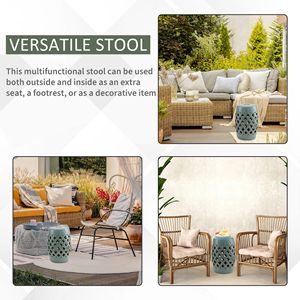 Taburete de Jardín de Cerámica Azul Antiguo con Diseño Elegante, Mesa Auxiliar Plegable para Muebles de Exterior, para Jardines y Patios - Product Image 5