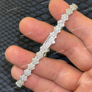 Bracelet tennis à maillons floraux serti de diamants de luxe, moissanite VVS, argent 925, bijoux de déclaration - Product Image 2