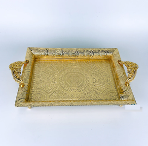 Plateau à chocolat en laiton doré poli, design antique haut de gamme, plateau en laiton de luxe martelé pour servir des fruits secs et du chocolat - Product Image 3