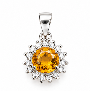 Pendentif en argent avec citrine, pendentif en pierre précieuse citrine dorée, pendentif soleil en argent sterling, bijoux en cristal jaune - Product Image 1