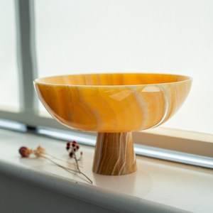 Cuenco para Servir con Base de Mármol Naranja Ónix, Resistente al Fuego, Moderno, para Cocina, Comedor, Sala de Estar, Revestimiento de Paredes - Product Image 1