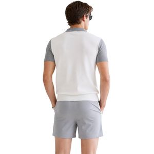 Ensemble polo et short pour homme blanc et gris clair, poche contrastante, tenue décontractée d'été en deux pièces, logo personnalisé, vêtements de sport haut de gamme - Product Image 2