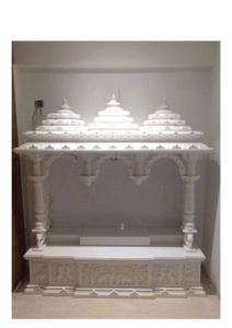 White Marble Temple <b>Mandir</b> Home Hand Carved Vertical Pattern Pooja <b>Mandir</b> Uttar Pradesh - Product Image 4