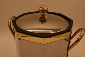 Luxury Hexagon Metal Silver Ice <b>Buckets</b> With <b>Lid</b> And Gold Handles Ideal For Table Decor Storage Vanity And Bar Styling - Product Image 6