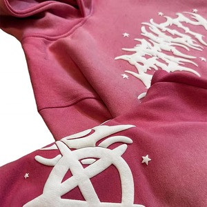 Custom Made New Arrival <b>Top</b> Quality Heavyweight Cotton Fleece Puff Printed Tracksuits Mens Sun faded <b>Distressed</b> Embroidery Suits - Product Image 3