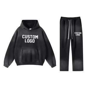 OEM Custom Unisex Screen Print Hoodies and Flared Sweatpants Causal Hip Hop Luxury Streetwear Classic Pullover Tracksuit - Product Image 5