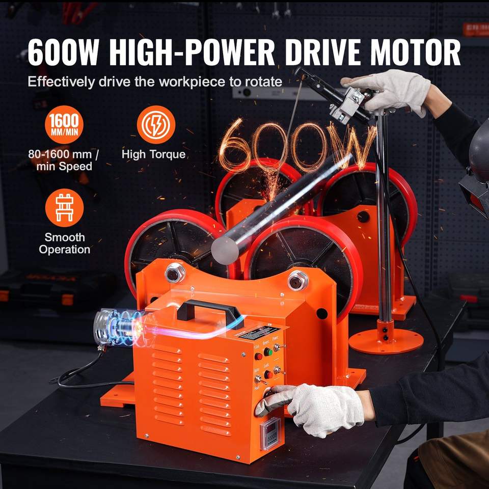 110V Linkage Roller Turning Rolls 1000KG/2205LBS Loading Capacity 25-1400mm Diameter Rotary Welding Positioner Welding Welding