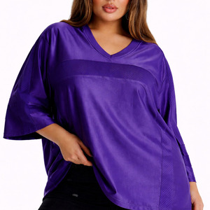 Maillot de football américain en maille personnalisable violet, col en V, coupe ajustée, uniforme de football, commande en gros OEM - Product Image 5