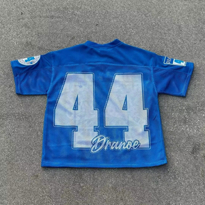 Men Streetwear Graphic Oversized Cropped Boxy Breathable Mesh Sublimation Print <b>Soccer</b> Sports Jersey Custom - Product Image 3