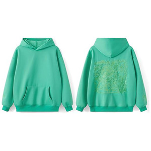 Sweat-shirt à capuche vert brodé pour homme, coupe oversize décontractée, imprimé au dos, coupe classique, idéal pour l'automne - Product Image 5