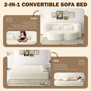 Divano Letto Moderno Convertibile in Tessuto Corduroy con Materasso Pieghevole da 15 Pollici, 2 Cuscini Dritti - Product Image 1