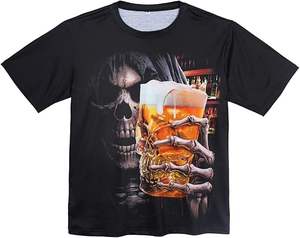 T-shirt personnalisable pour homme en coton peigné 100% avec imprimé crâne musculaire à manches courtes - Product Image 1