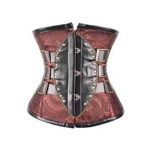 Women's Red Leather Corset With Zipper And Buckle Closure Firm Shaping Design For Daily Wear - Product Image 6