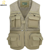 Gilet de pêche et de photographie respirant en maille ajourée camouflage pour homme