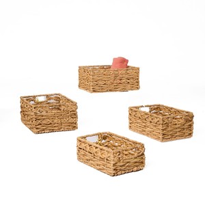 Vintage Handwoven Eco-Friendly Water Hyacinth <b>Basket</b> <b>Handle</b> for Home Storage Laundry Toys Planter Set 3 Export Quality Factory - Product Image 6