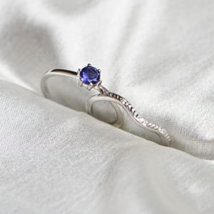 Tanzanite Bridal Ring Set 925 Sterling <b>Silver</b> Gold Plated Luxury Third Party Certified Prong Setting Matching Band Handmade Ring - Product Image 5