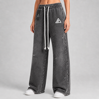 Pantalon cargo large en molleton 100 % coton de haute qualité, style streetwear, taille élastique, logo brodé personnalisé, tendance
