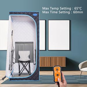 Tenda Sauna a Infrarossi Portatile Nera a Grandezza Naturale con Tappetino Riscaldante per Piedi e Telecomando per Spa Personale Domestica, Sedia Pieghevole Inclusa - Product Image 5