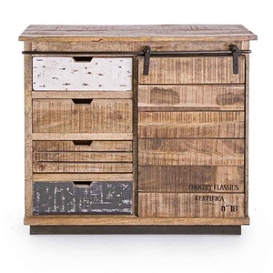 Puerta corredera de madera de Mango sólido, almacenamiento, 4 cajones, Buffet, cocina rústica, nórdica, hogar, sala de estar, armario, aparador - Product Image 2