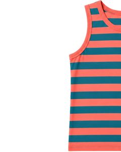 Coral Teal Striped <b>Men</b> Cotton Tank Top Sleeveless <b>Vest</b> Casual Summer <b>Beach</b> Gym Fitness Shirt Breathable Loose Fit Streetwear - Product Image 3